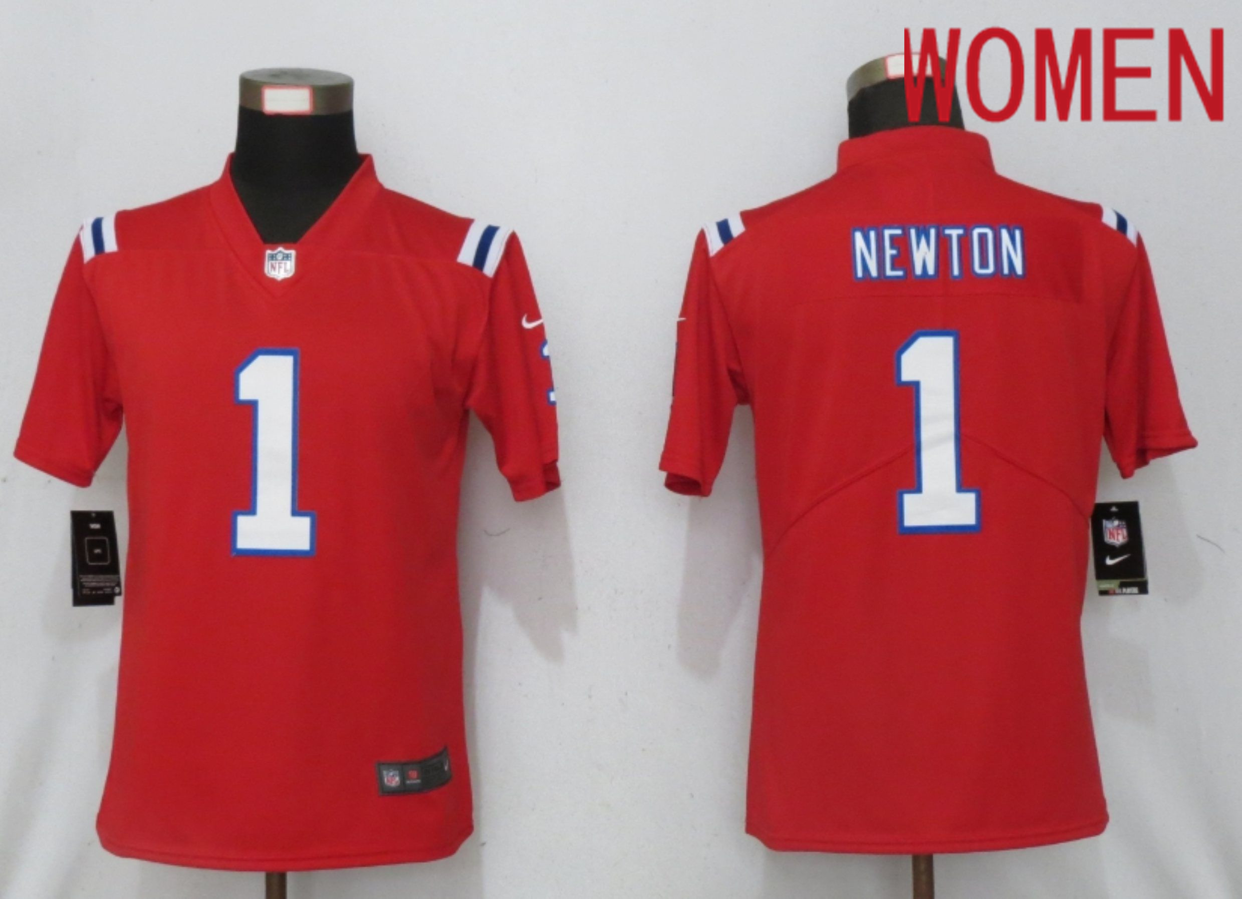 Women New England Patriots #1 Newton Red Elite Playe Nike NFL Jersey->new england patriots->NFL Jersey